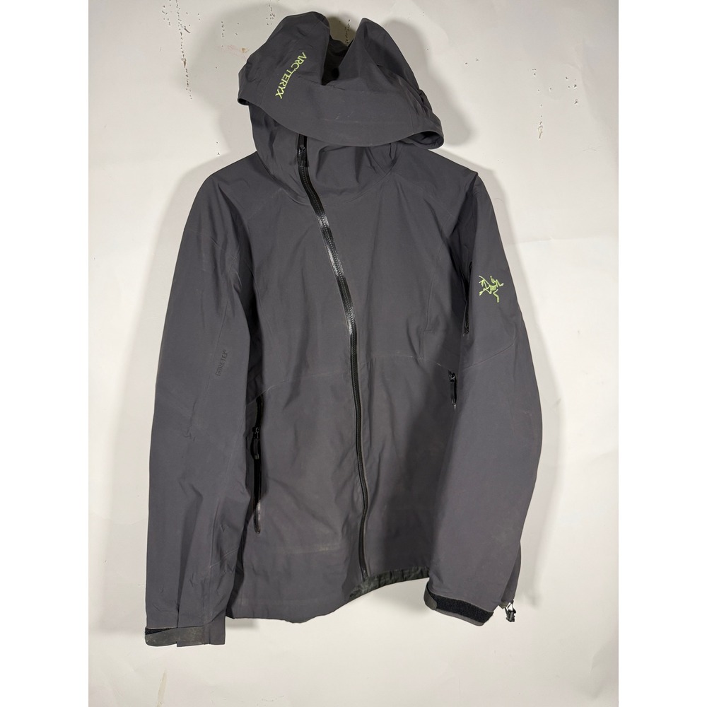 Arcteryx Gore-Tex Hardshell Jacket Womens Grey Lime Green Logo Hooded Waterproof